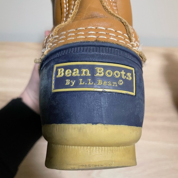 L.L.Bean Women's Bean Boots, 8" Tan/Navy - Picture 6 of 10